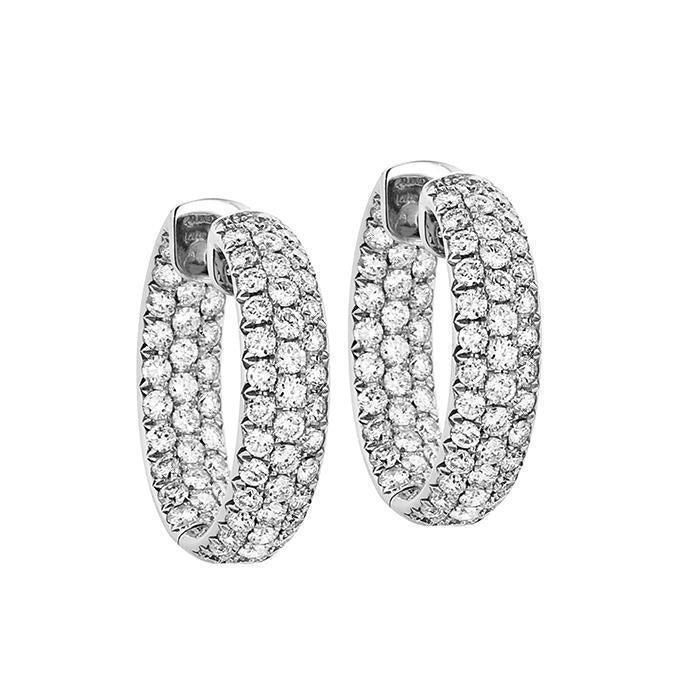 Boucles D'oreilles Cerclées De Réel Diamants Ronds Et Brillants De 7 Carats Avec Or Blanc