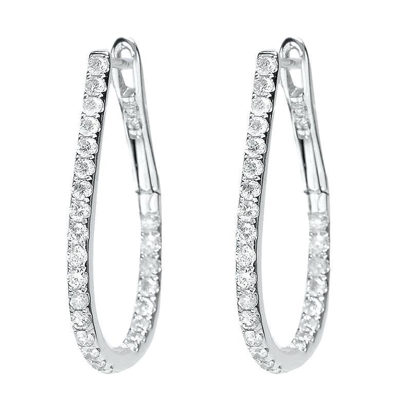 Boucles D'oreilles Cerclées De Réel Diamants Ronds de 4 Carats F Vvs1 Taille Brillante