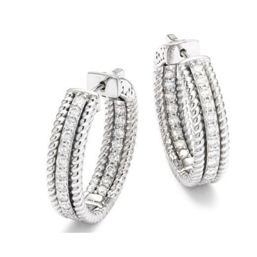 Boucles D'oreilles Cerclées En Or Blanc De Taille Ronde Scintillante De 4,30 Carats De Réel Diamants Pour Femmes