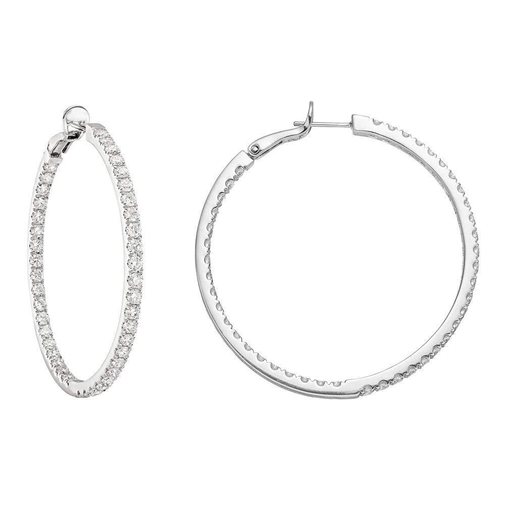 Boucles D'oreilles Cerclées F Vvs1 De Naturel Diamants Taille Brillant En Or Blanc De 3,50 Carats