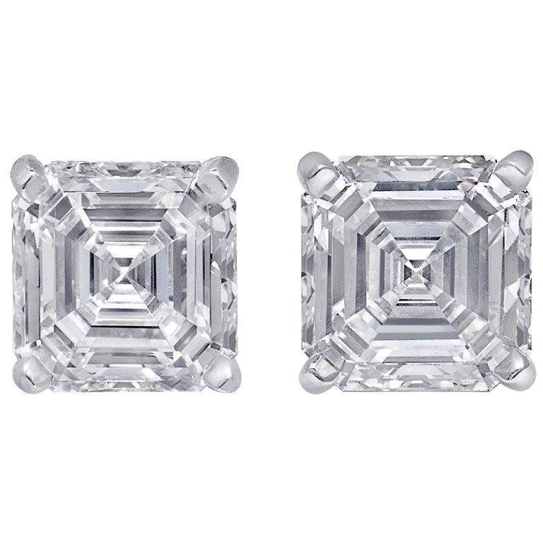 Boucles D'oreilles Clou D'oreille Dame Véritable Diamant Taille Asscher 3 Carats Or Blanc 14K Neuf