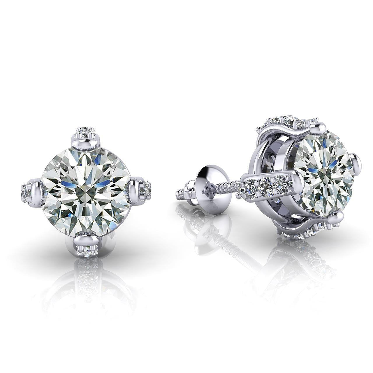 Boucles D'oreilles Clous 4.60 Ct Naturel Diamants Coupe Ronde Etincelants