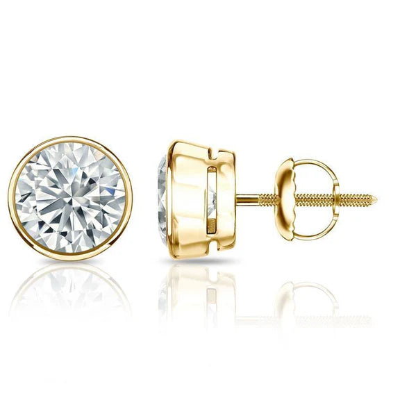 Boucles D'oreilles Clous De Réel Diamants 4.50 Ct. Ensemble De Lunette Scintillante En Or Jaune 14K