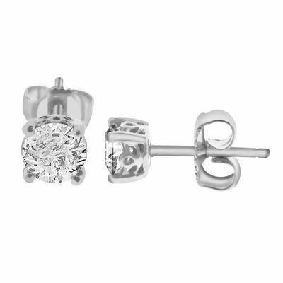 Boucles D'oreilles Clous D'oreilles Dames Véritable Diamants Ronds 3.50 Carats Or Blanc