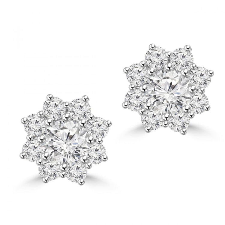 Boucles D'oreilles Clous D'oreilles En Forme D'étoile Avec Réel Diamants Ronds De 4.50 Carats En Or Blanc