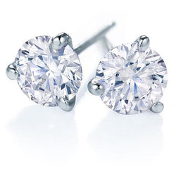 Boucles D'oreilles Clous D'oreilles Naturel Diamant Solitaire Coupe Ronde 2.40 Carats Or Blanc 14K