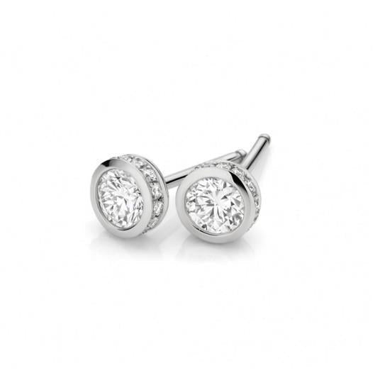 Boucles D'oreilles Clous D'oreilles Naturel Diamants Ronds De 3.20 Ct En Or Blanc Etincelant