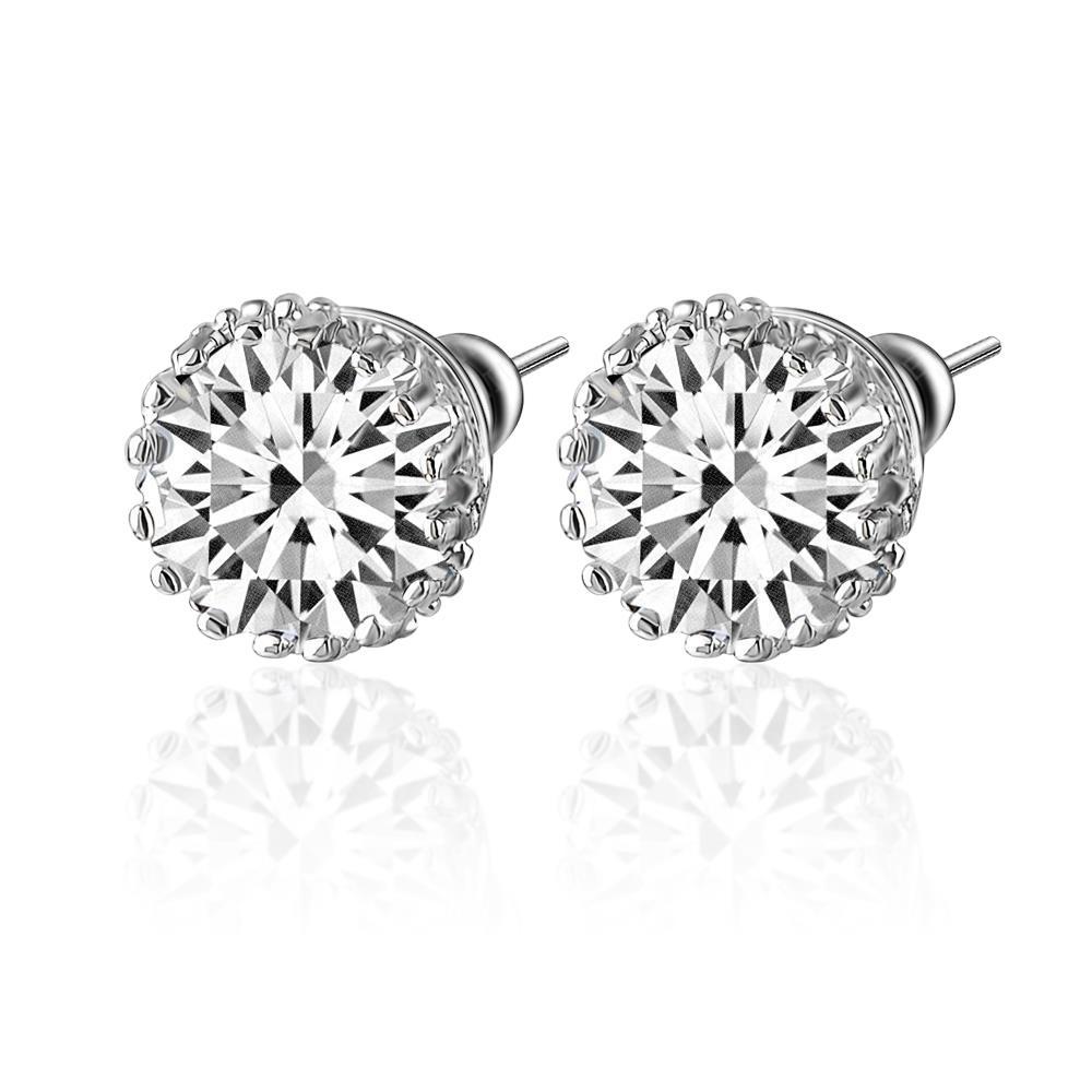 Boucles D'oreilles Clous D'oreilles Naturel Diamants Ronds Solitaires 2 Carats En Or Blanc Massif