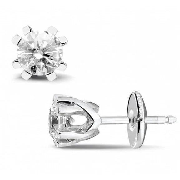 Boucles D'oreilles Clous D'oreilles Pour Femmes Avec Réel Diamants Ronds Etincelants De 3.20 Cts Sertis De Griffes