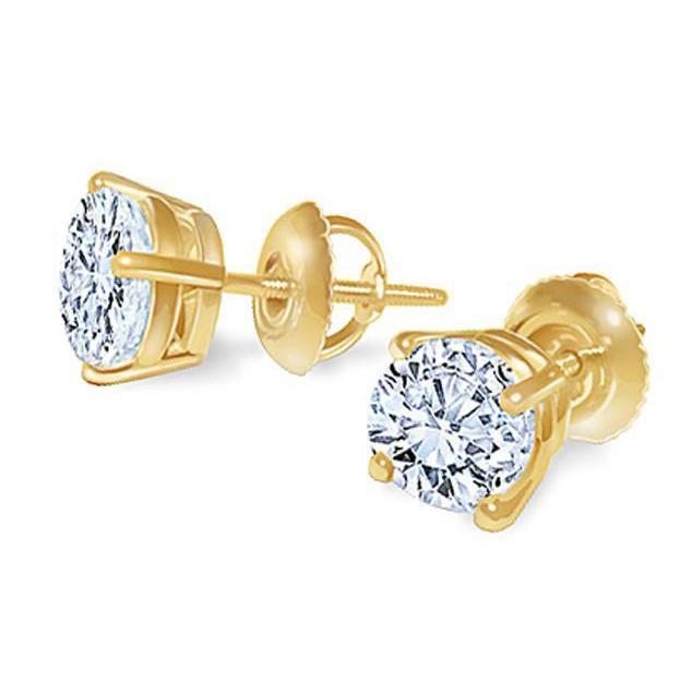 Boucles D'oreilles Clous D'oreilles Réel Diamant 1.80 Carat Boucle D'oreille A Visser En Or Jaune