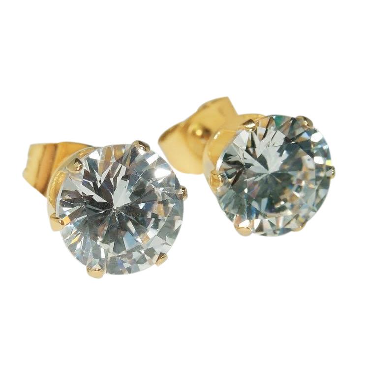 Boucles D'oreilles Clous D'oreilles Réel Diamant Coupe Ronde Dame 4 Carats Or Jaune 14K