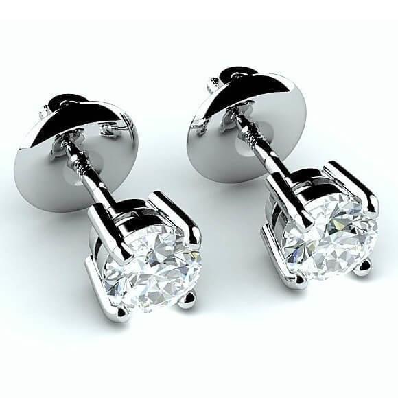 Boucles D'oreilles Clous D'oreilles Réel Diamants 4 Ct Serti De Quatre Griffes En Or Blanc Coupe Ronde