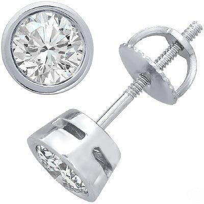 Boucles D'oreilles Clous D'oreilles Réel Diamants 4.50 Carats Sertie Lunette Scintillante Or Blanc