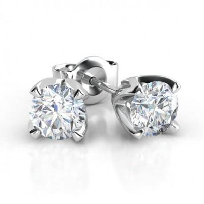 Boucles D'oreilles Clous D'oreilles Réel Diamants Coupe Ronde 3.10 Carats Or Blanc 14 Carats