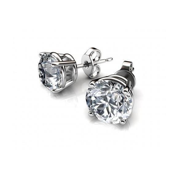 Boucles D'oreilles Clous D'oreilles Réel Diamants Etincelants Taille Brillant 5 Carats Or