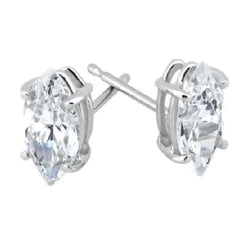 Boucles D'oreilles Clous D'oreilles Réel Diamants Etincelants Taille Marquise 3 Carats Or Blanc 14K