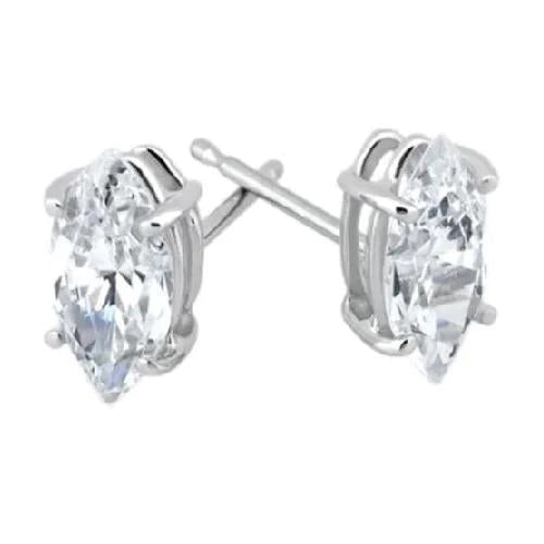 Boucles D'oreilles Clous D'oreilles Réel Diamants Etincelants Taille Marquise 3 Carats Or Blanc 14K