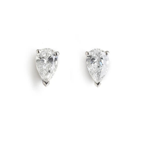 Boucles D'oreilles Clous D'oreilles Réel Diamants Etincelants Taille Poire 2.50 Carats Or Blanc
