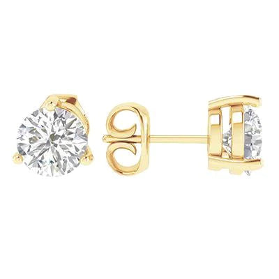 Boucles D'oreilles Clous D'oreilles Réel Diamants Ronds De 4 Carats Sertis 3 Griffes Or Jaune