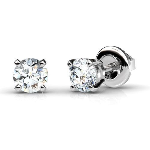 Boucles D'oreilles Clous D'oreilles Réel Diamants Sertis Scintillants 3.50 Carats Or Blanc