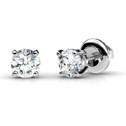 Boucles D'oreilles Clous D'oreilles Réel Diamants Sertis Scintillants 3.50 Carats Or Blanc
