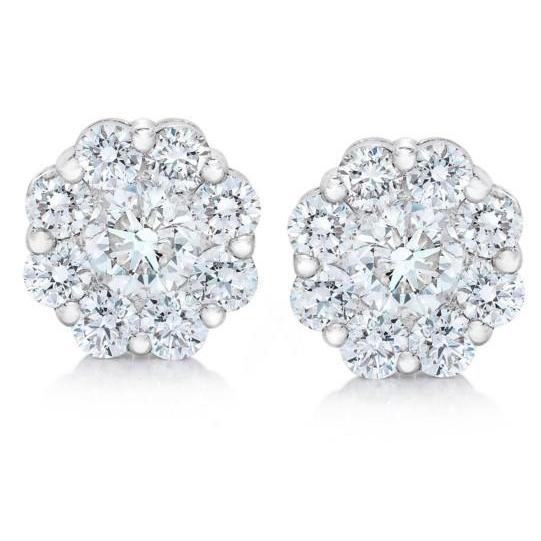 Boucles D'oreilles Clous D'oreilles Véritable Diamants Coupe Ronde 4.74 Carats Or Blanc