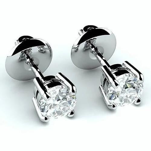 Boucles D'oreilles Clous D'oreilles Véritable Diamants De 2 Cts En Or Blanc 14K