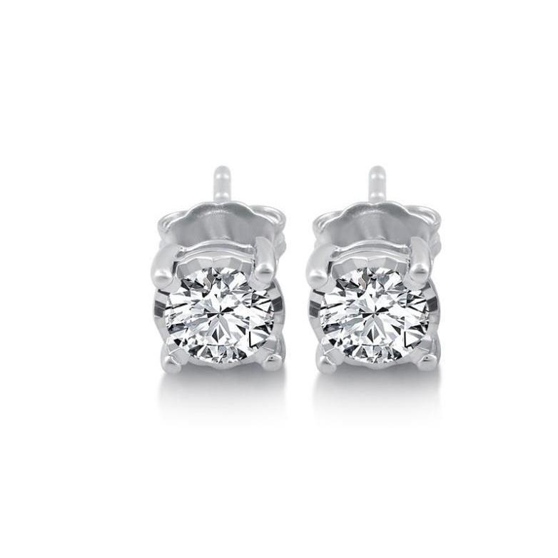 Boucles D'oreilles Clous D'oreilles Véritable Diamants Ronds Etincelants De 3.80 Ct En Or Blanc