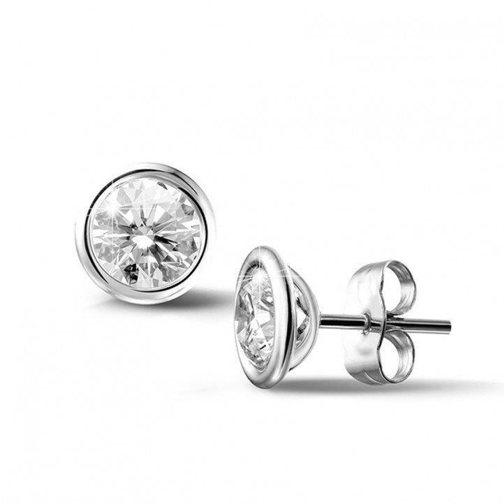 Boucles D'oreilles Clous D'oreilles Véritable Diamants Ronds Taille Brillant De 3.80 Ct En Or Blanc