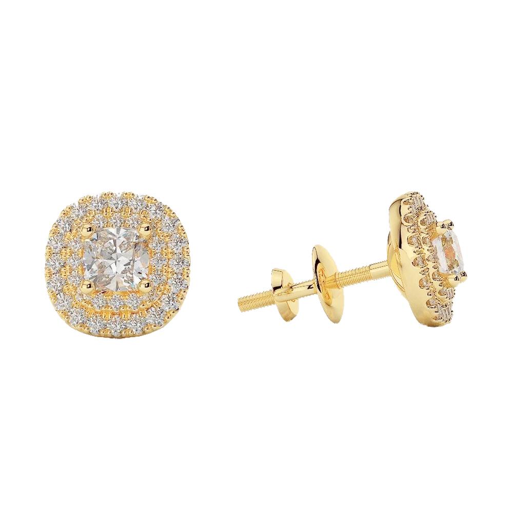 Boucles D'oreilles Clous Femme 3.50 Carats Naturel Diamants Etincelants Or Jaune 14k