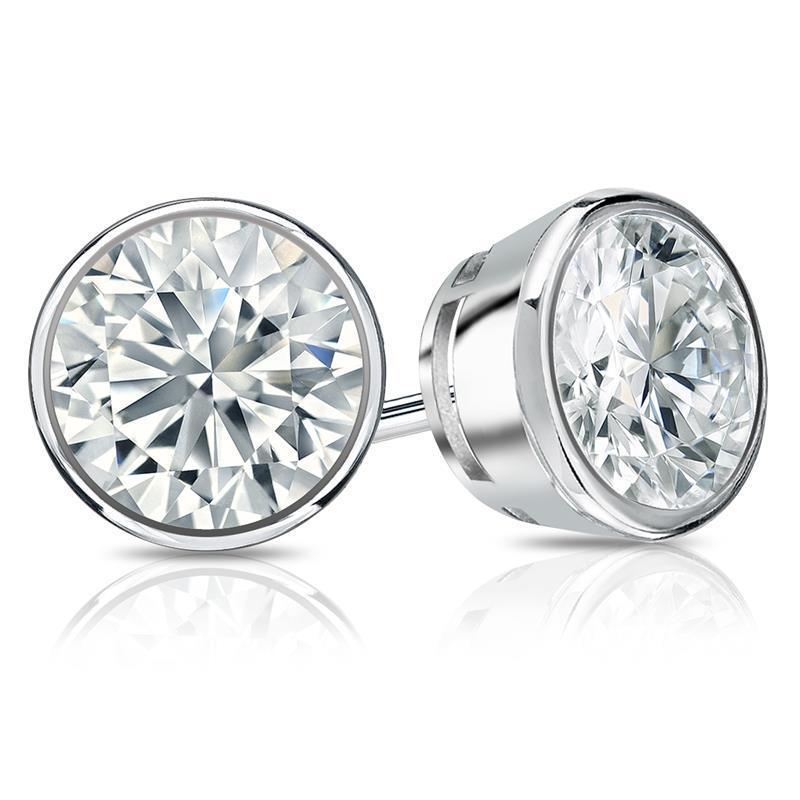 Boucles D'oreilles Clous Femme 4.00 Carats Naturel Diamants Or Blanc 14K Nouveau