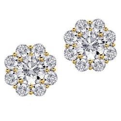 Boucles D'oreilles Clous Femme 4.50 Carats Réel Diamants Taille Ronde Or Jaune