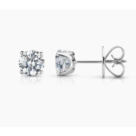 Boucles D'oreilles Clous Femme Réel Diamants 2.20 Carats Or Blanc 14K