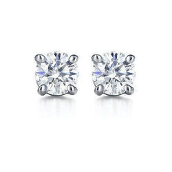 Boucles D'oreilles Clous Or Blanc Naturel Diamant 2 Carats