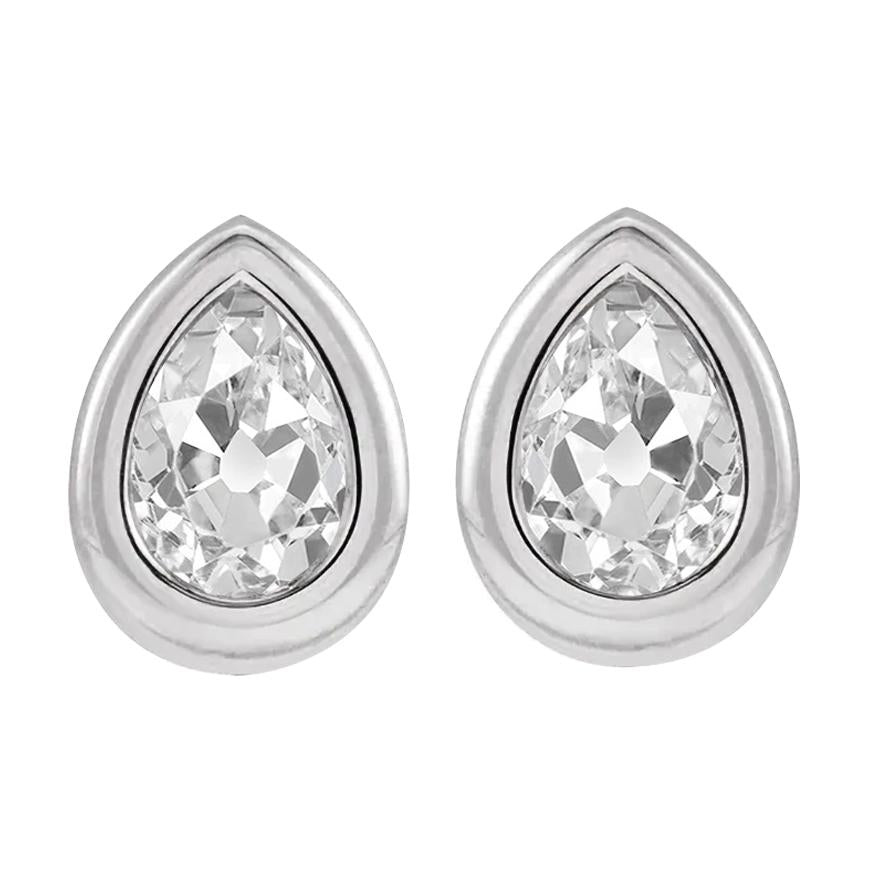 Boucles D'oreilles Clous Or Blanc Réel Diamants Serti Clos Poire Vieux mineurs 5 Carats