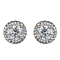 Boucles D'oreilles Clous Pour Femmes 3 Ct Réel Diamants Ronds Taille Brillant Or Blanc 14K