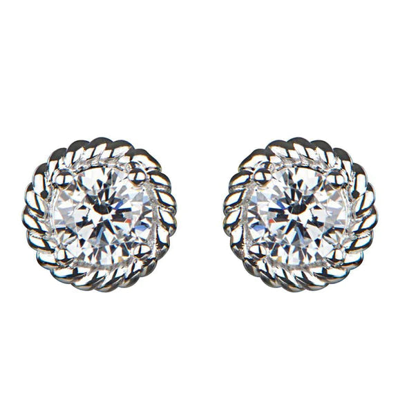 Boucles D'oreilles Clous Pour Femmes 3 Ct Réel Diamants Ronds Taille Brillant Or Blanc 14K