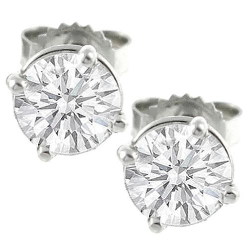 Boucles D'oreilles Clous Réel Diamant 3.70 Carats Or Blanc 14K