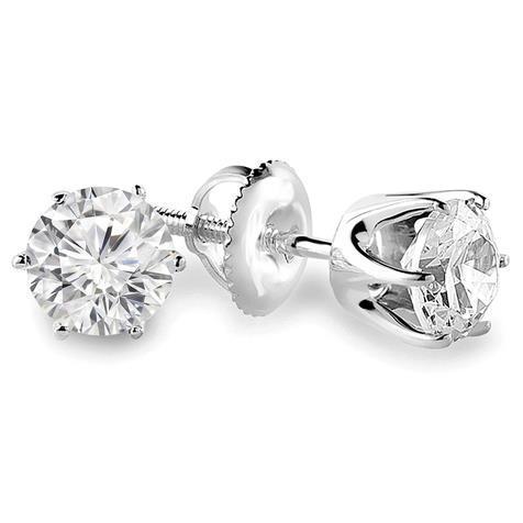Boucles D'oreilles Clous Réel Diamant Rond Taille Brillant 0,74 Ct Solitaire Serti Griffes