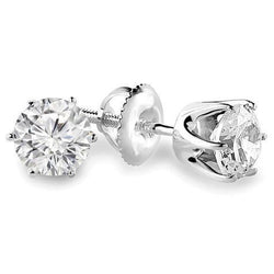 Boucles D'oreilles Clous Réel Diamant Rond Taille Brillant 0,74 Ct Solitaire Serti Griffes