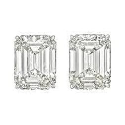 Boucles D'oreilles Clous Réel Diamant Taille Émeraude Femme Or Blanc 2 Carats