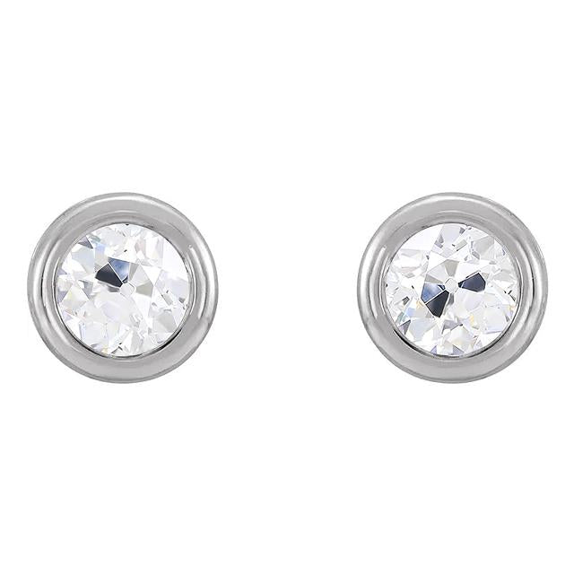 Boucles D'oreilles Clous Serti Clos Vieux Naturel Diamants Mineurs 3 Carats Push Backs