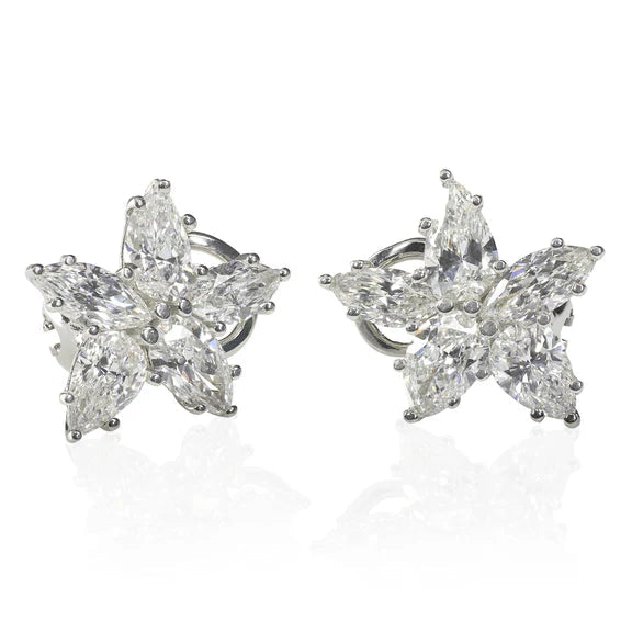 Boucles D'oreilles Clous à 4 Carats De Réel  Diamants En Forme De Poire 14k D'Or Blanc