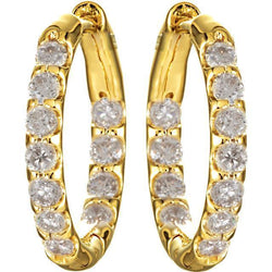 Boucles D'oreilles Créoles A L'intérieur Et A L'extérieur Avec Réel Diamant Rond De 1,50 Carat