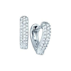 Boucles D'oreilles Créoles Dame En Forme De Coeur Avec 3,25 Carats De Réel Diamants Taille Ronde Or Blanc