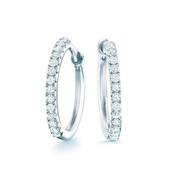 Boucles D'oreilles Créoles Dame En Or Blanc 14K Avec Réel Diamants Taille Brillant De 3,30 Carats