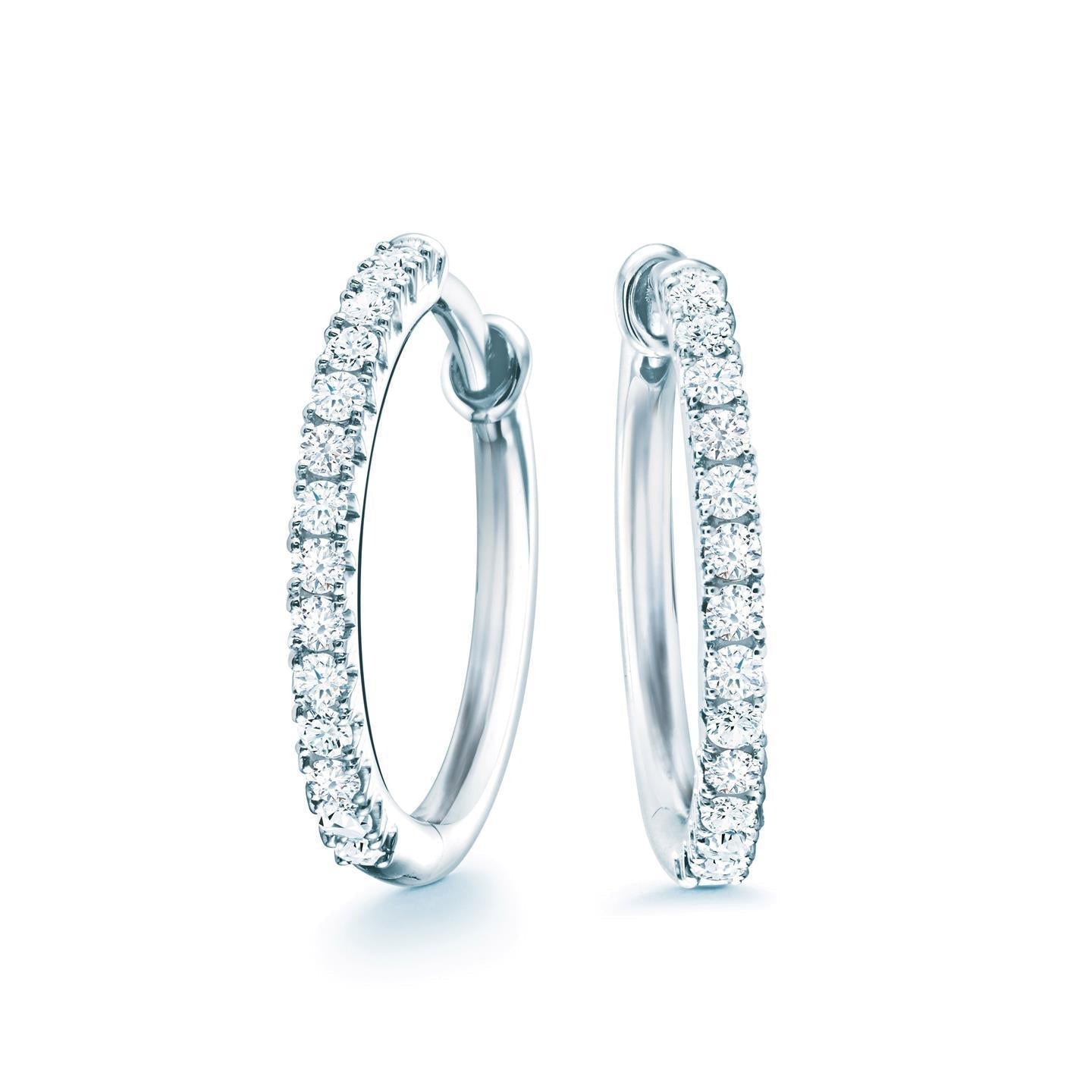 Boucles D'oreilles Créoles Dame En Or Blanc 14K Avec Réel Diamants Taille Brillant De 3,30 Carats
