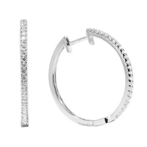 Boucles D'oreilles Créoles Dame En Or Blanc 14K Etincelant De 2,50 Carats De Véritable Diamants Nouveau