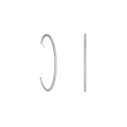 Boucles D'oreilles Créoles Dames 3.40 Carats Réel Diamants Taille Ronde Or Blanc 14K