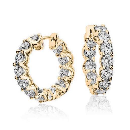 Boucles D'oreilles Créoles De Naturel Diamants Ronds Brillants Etincelants De 3,60 Ct Pour Femme